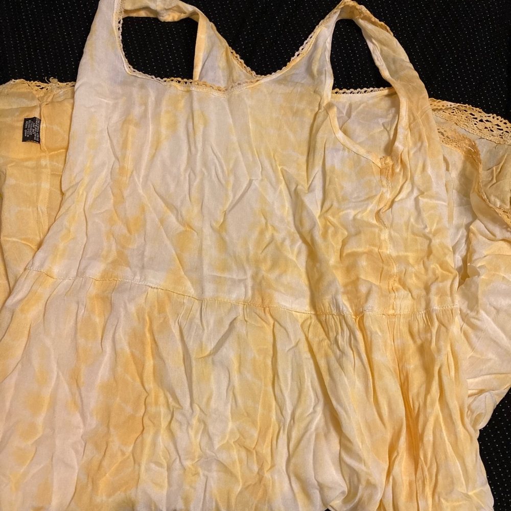 Swimsuit coverup dress, sheer yellow